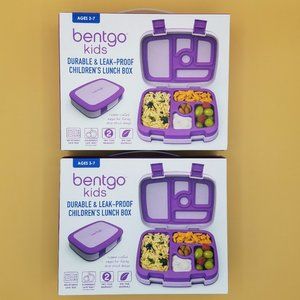 Bentgo Kids Lunch Box, Purple, BPA Free Dishwasher Safe, School lunch box, 2 New